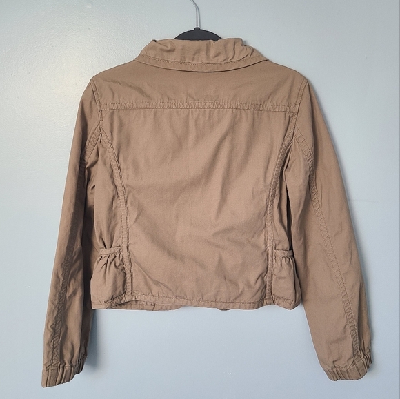 Mango Women's Tan Belted Cropped Button Down Utility Lightweight Jacket - Picture 4 of 6